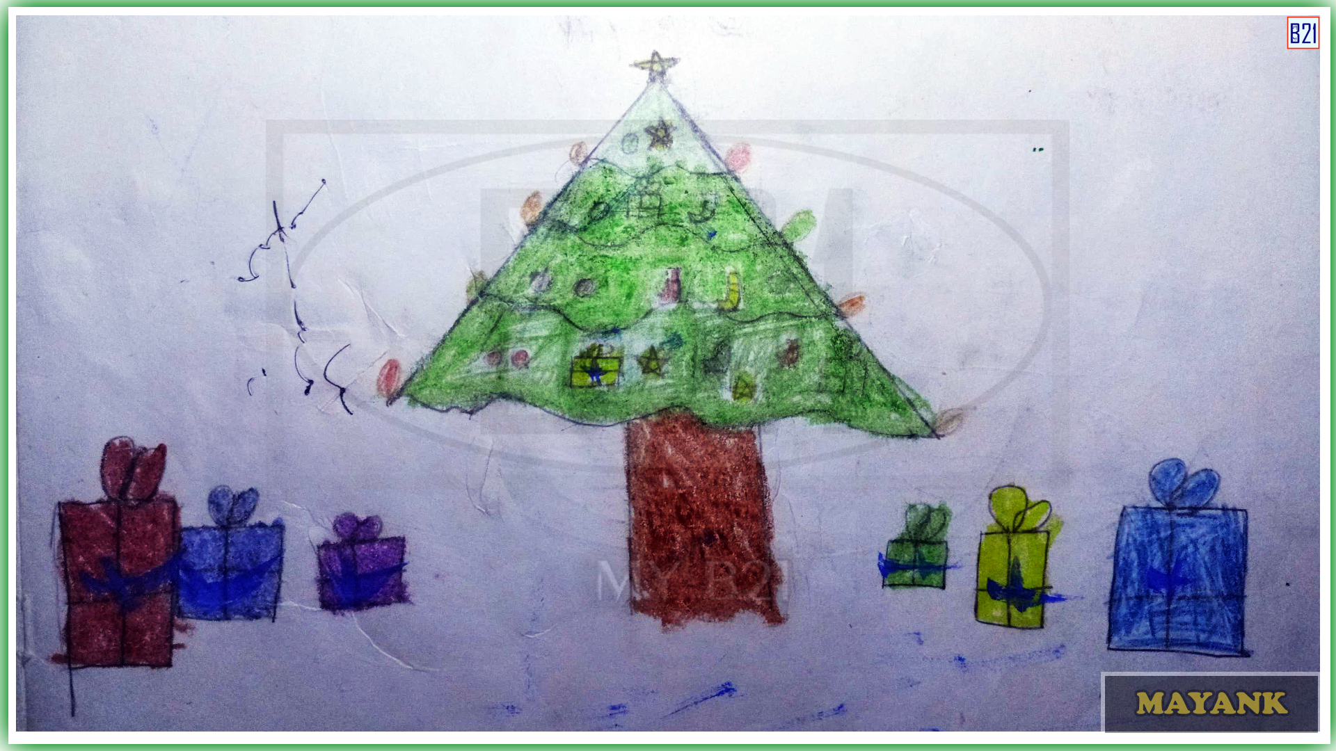 Christmas tree drawing | Made by Mayank