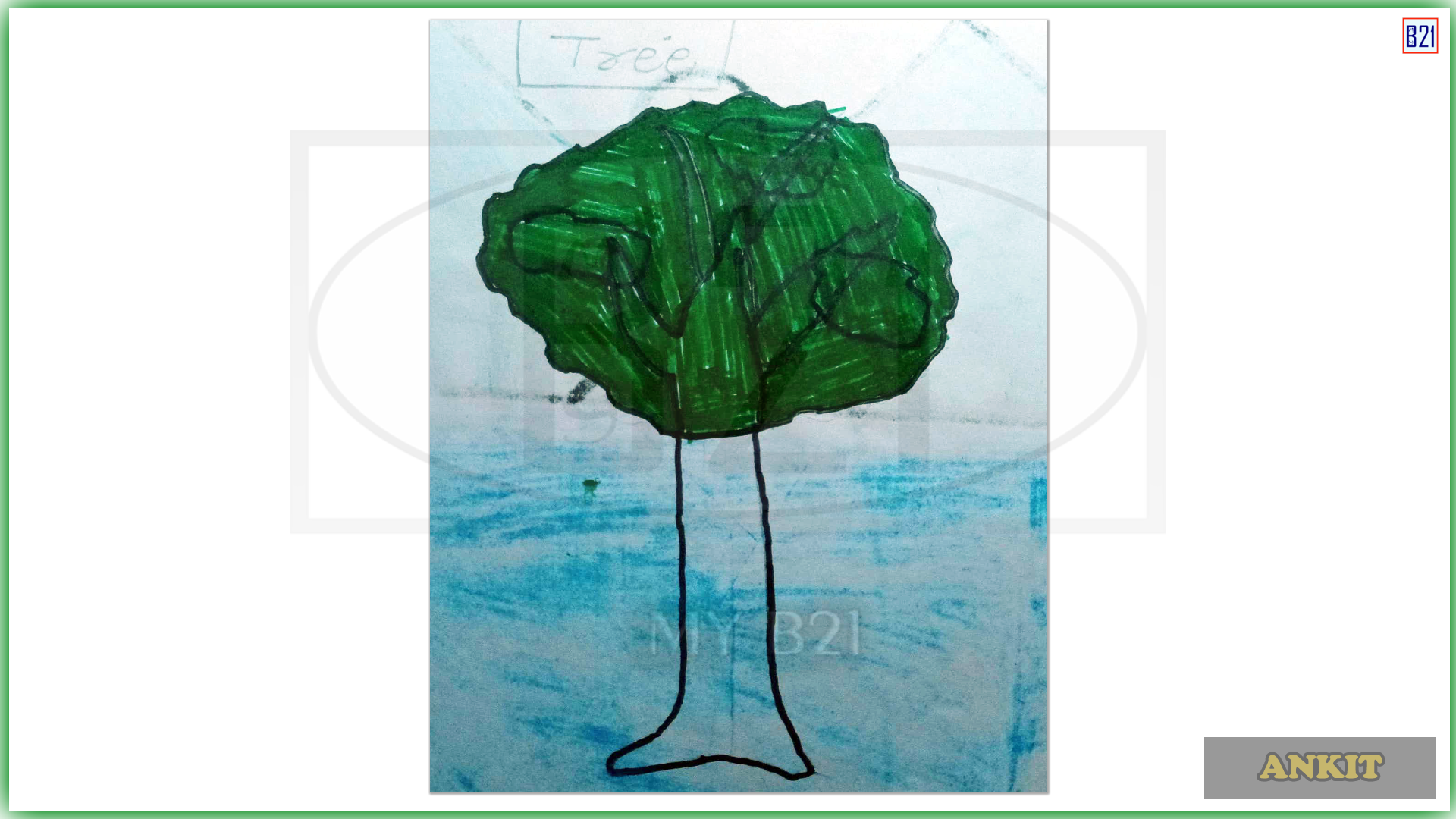 Green tree drawing | Made by Ankit