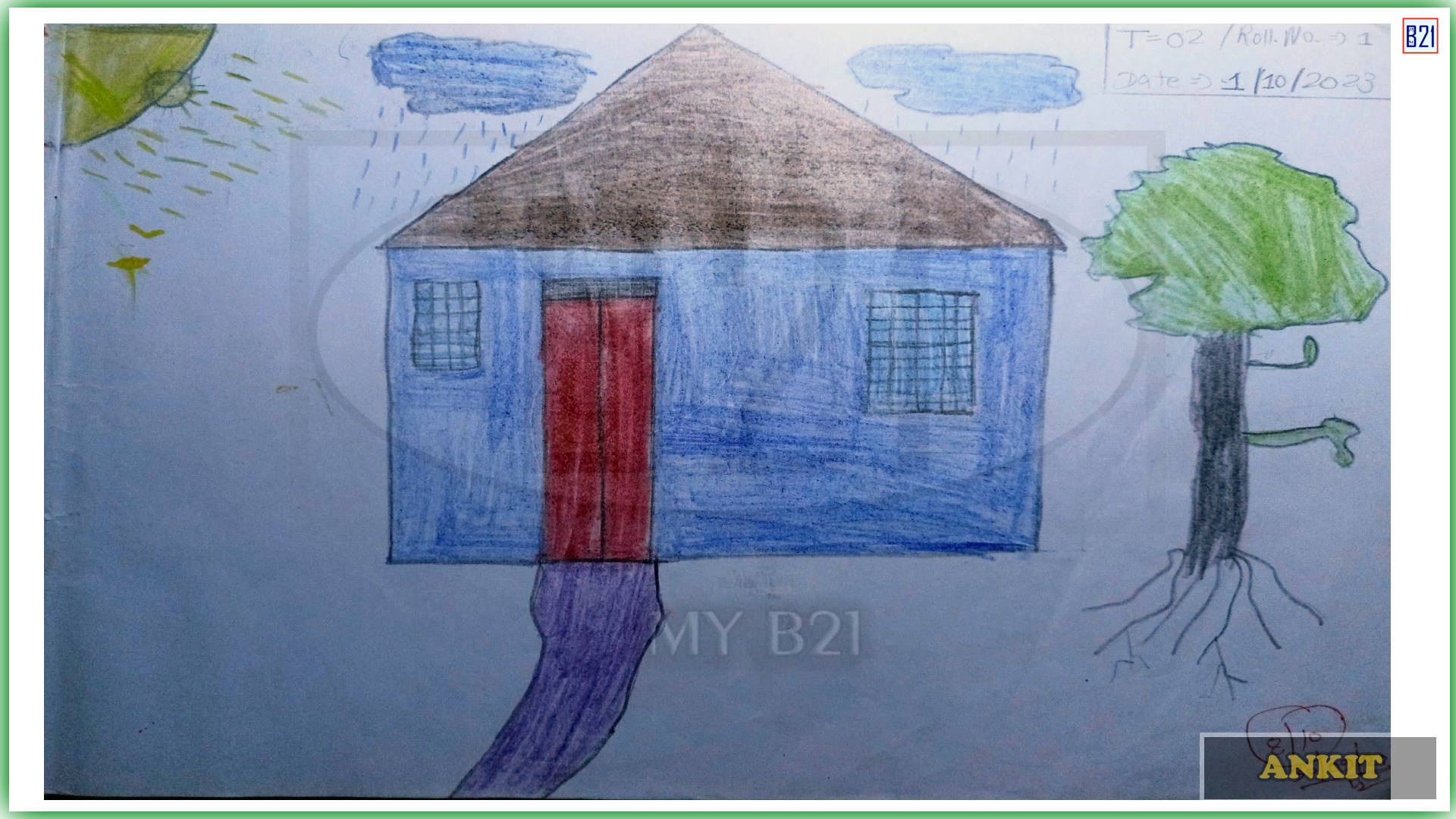 Hut & tree drawing | Made by Ankit