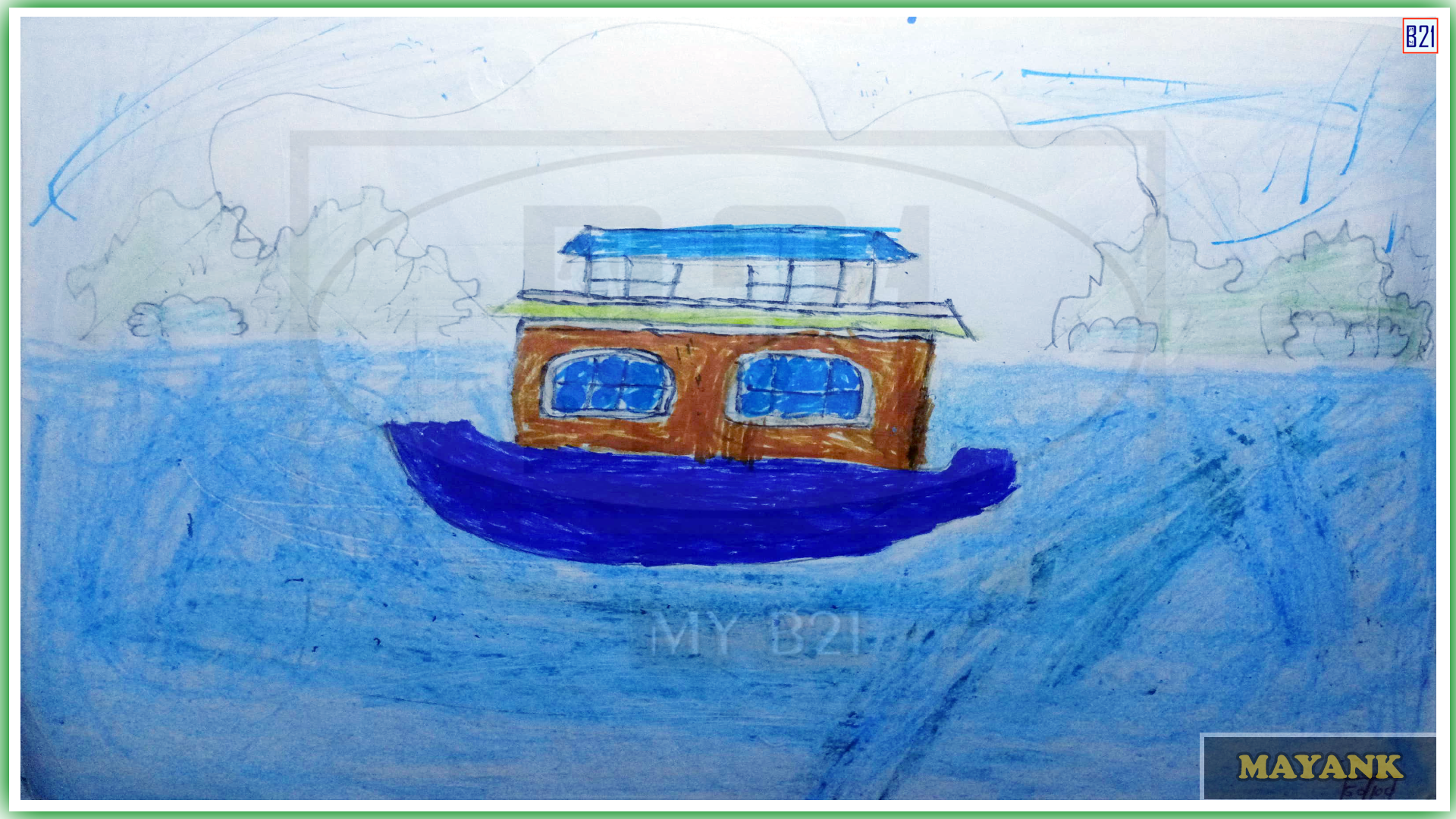 Ship in Sea drawing | Made by Mayank