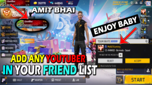 Add All Youtubers In Your Friend list | How To Add Youtubers In Friend add | All V Badge Player