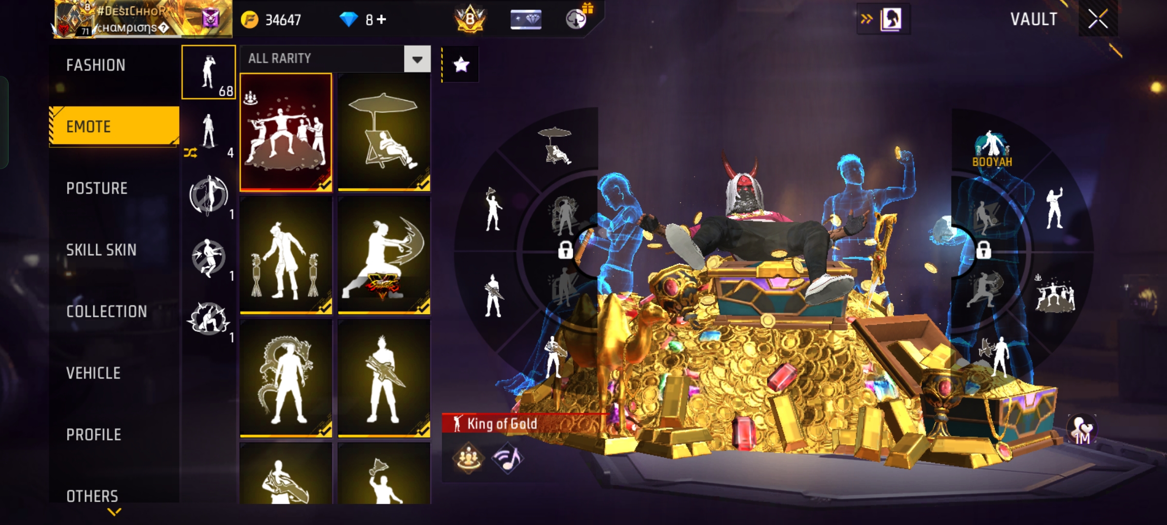 free fire id sell prime 8 level