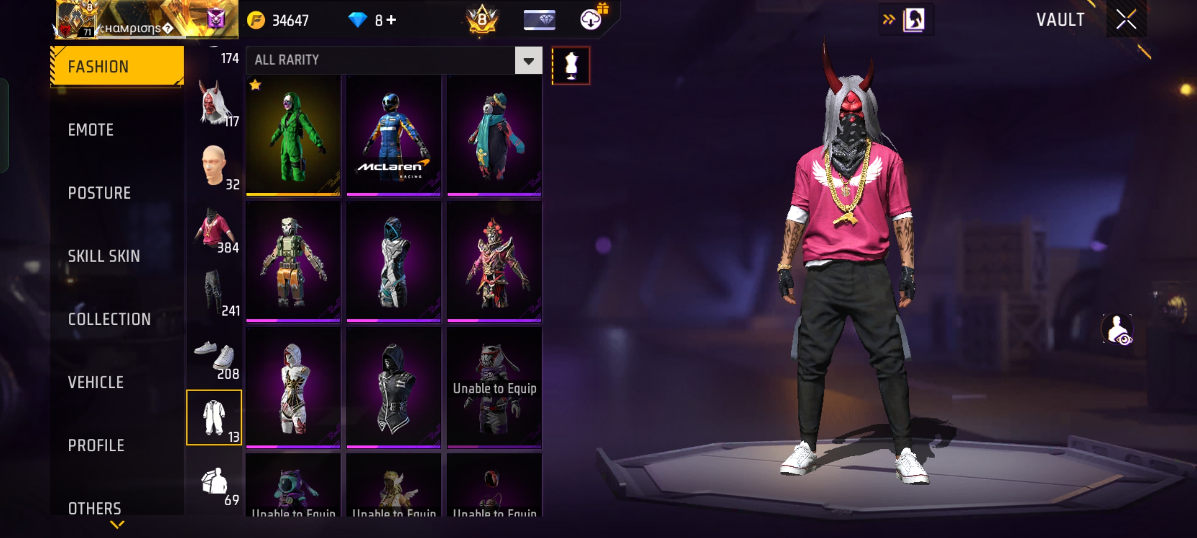 free fire id sell prime 8 level