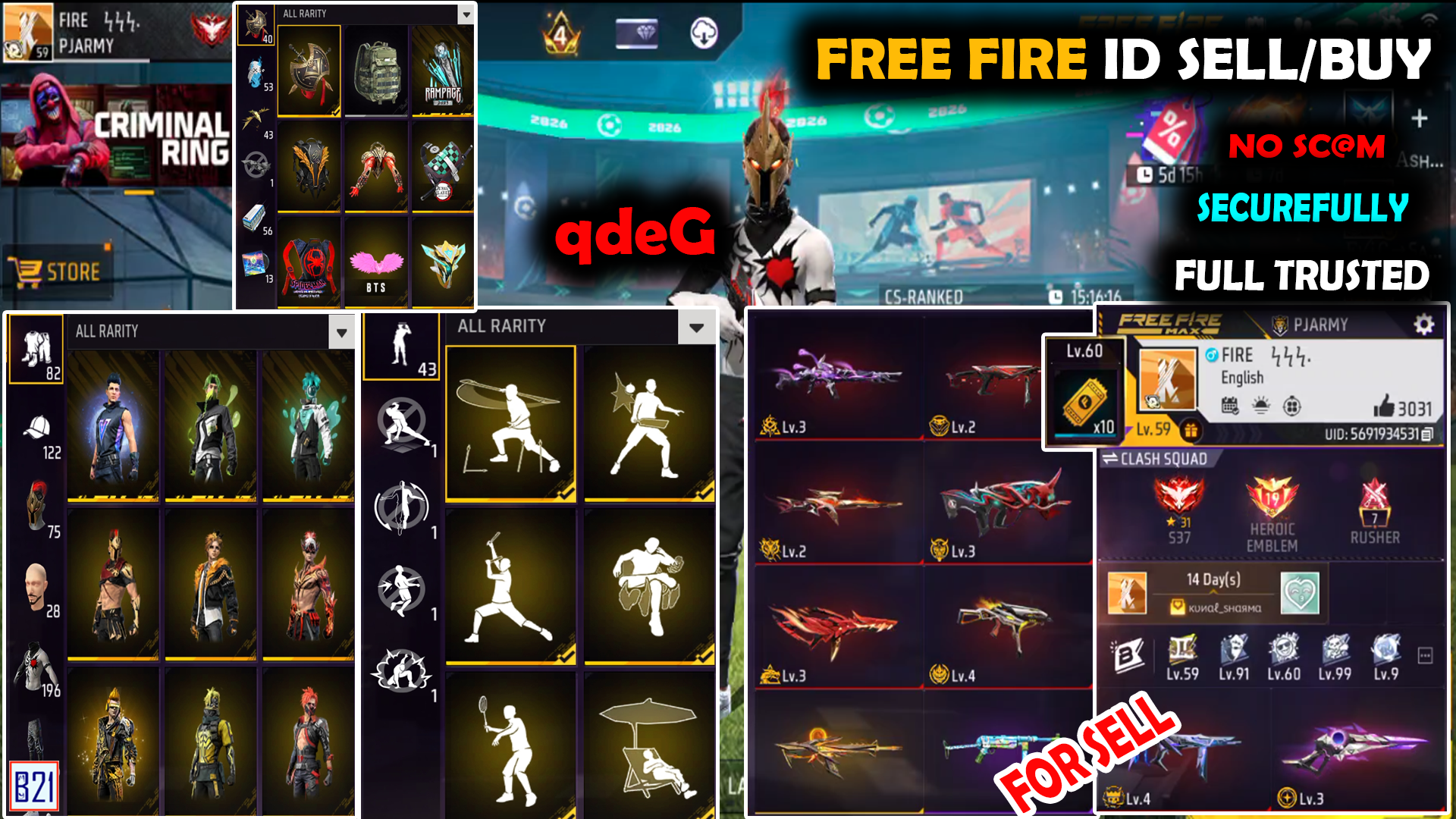 Free fire id bechna hai price